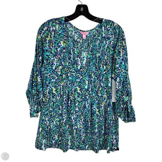 Top Long Sleeve Designer By Lilly Pulitzer In Blue & Green, Size: M