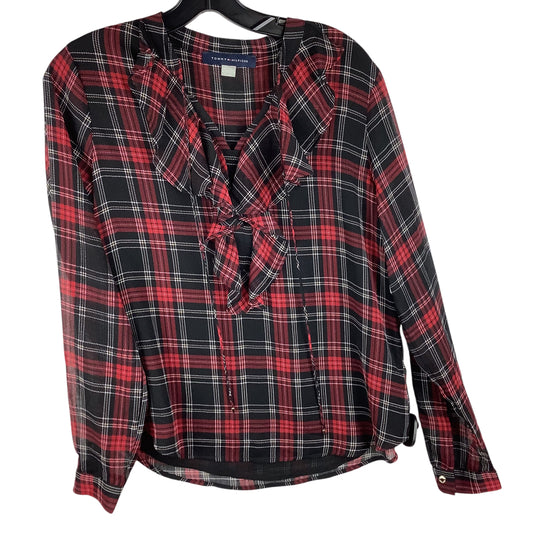 Top Long Sleeve By Tommy Hilfiger In Plaid Pattern, Size: S