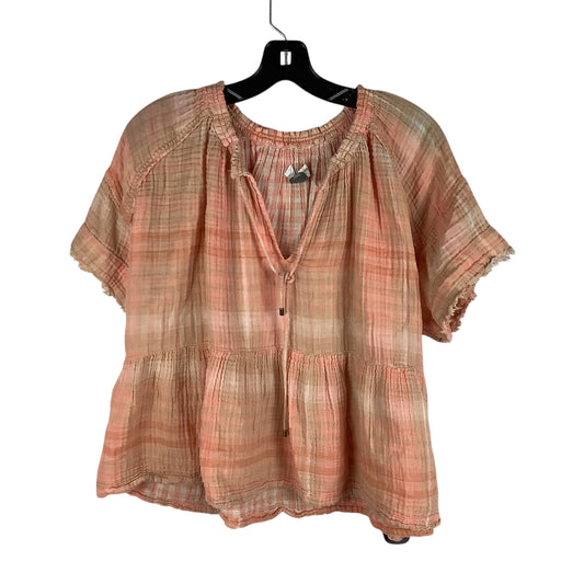 Top Short Sleeve By Anthropologie In Peach, Size: L