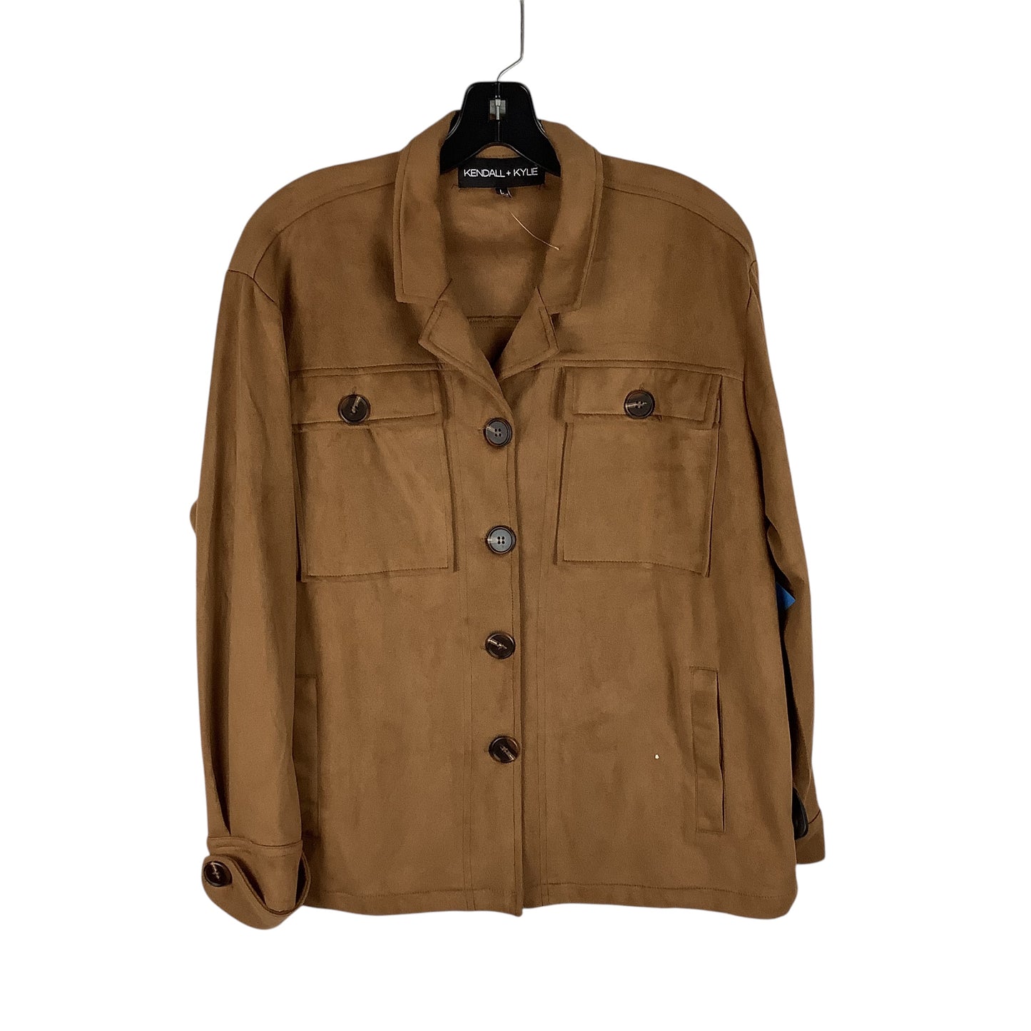 Jacket Shirt By Clothes Mentor In Brown, Size: L