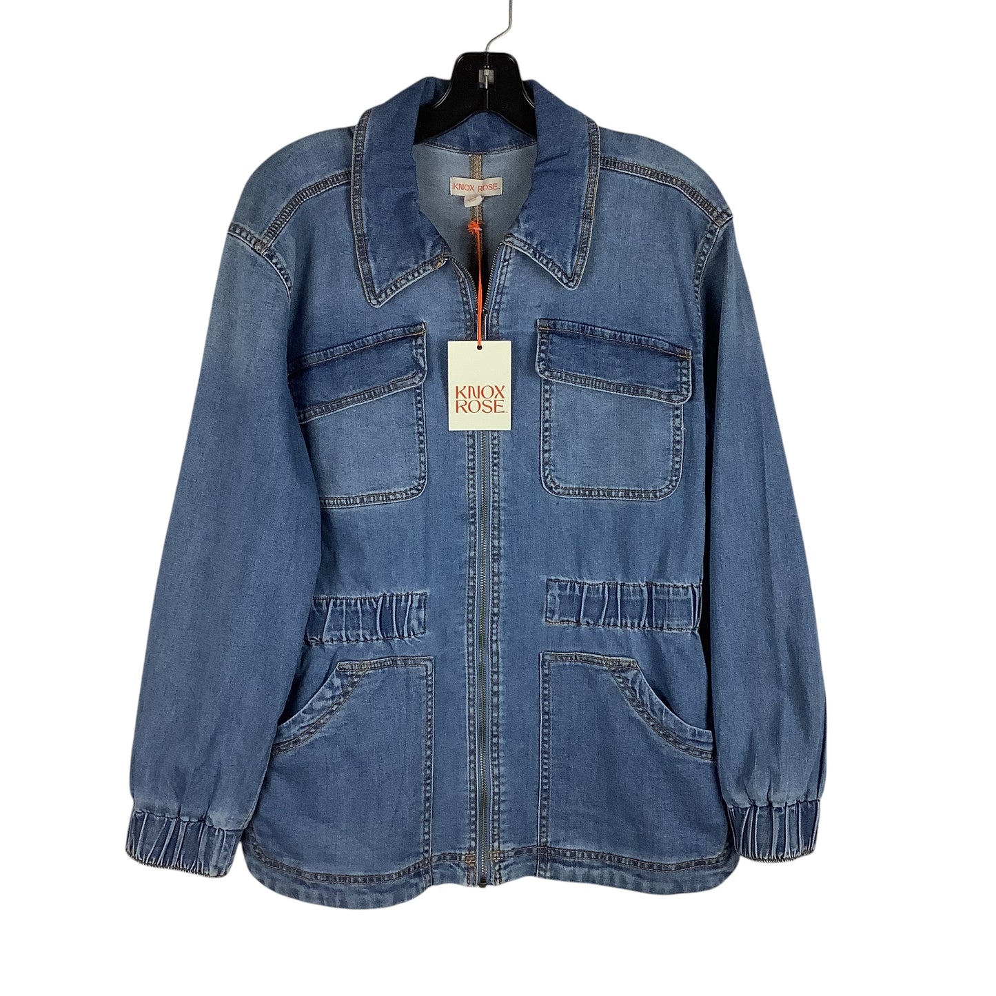 Jacket Shirt By Knox Rose In Blue Denim, Size: M