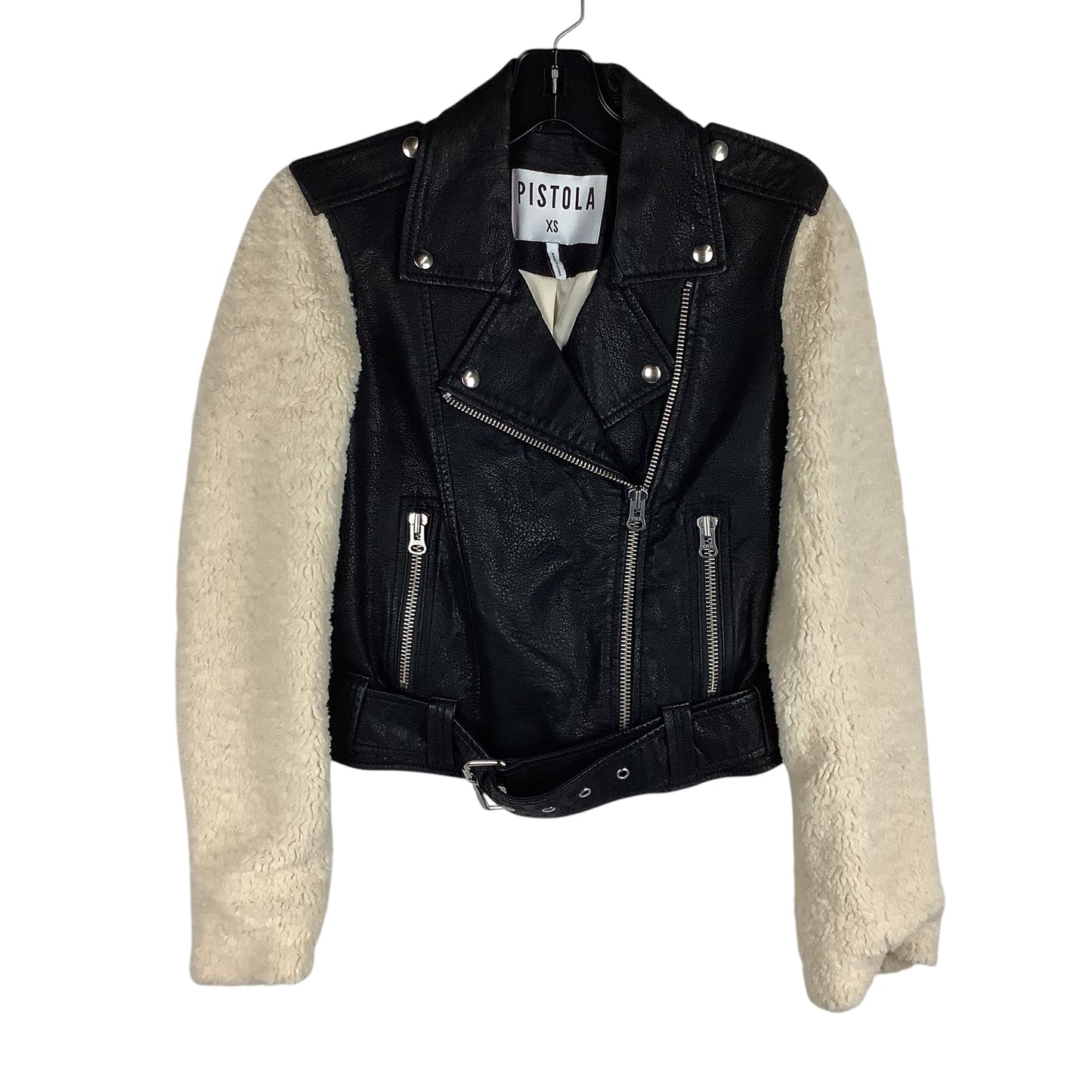 Jacket Moto By Pistola In Black & Cream, Size: Xs