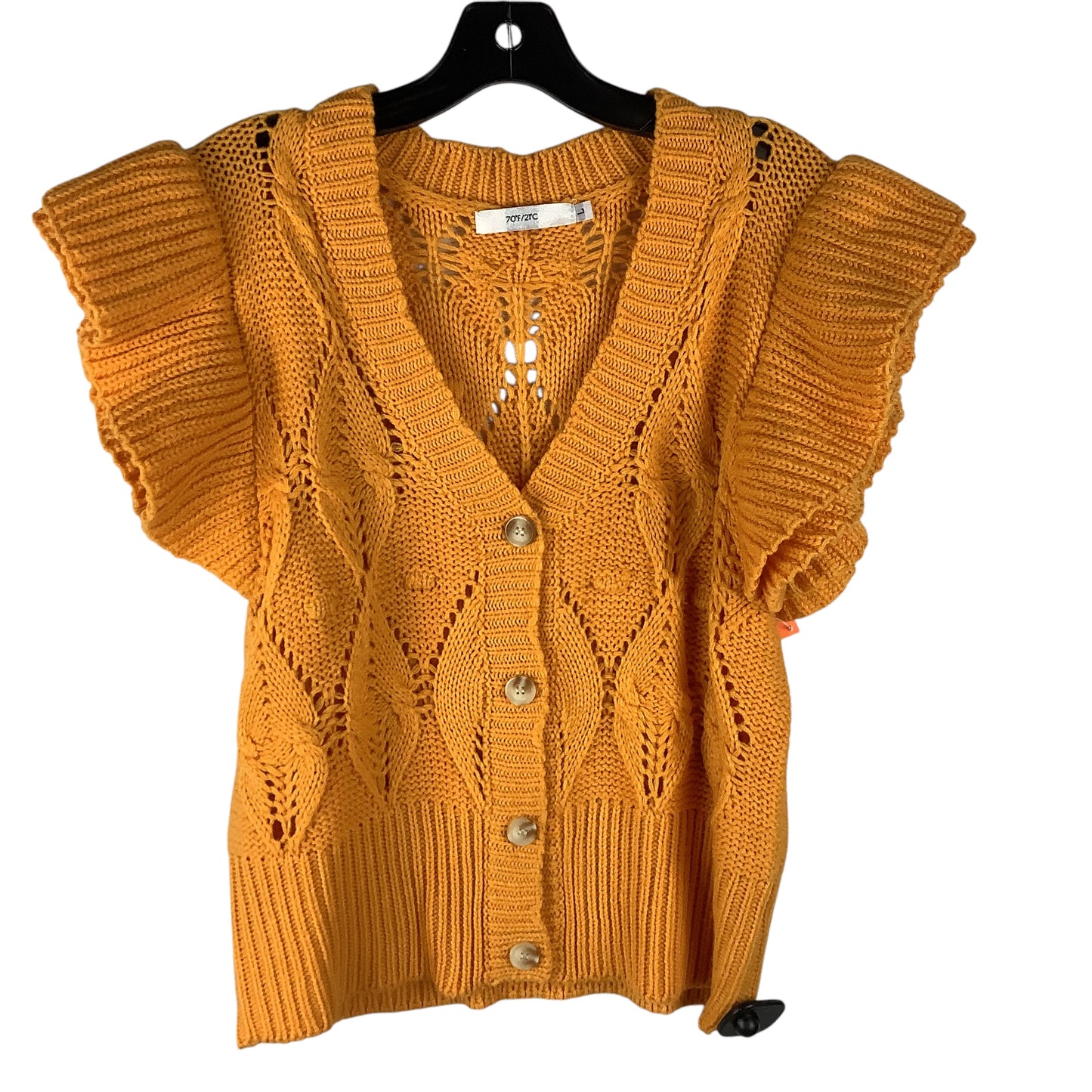 Sweater Short Sleeve By Cmc In Yellow, Size: L