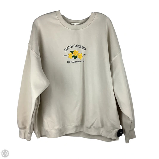 Sweatshirt Crewneck By Clothes Mentor In Cream, Size: Xxl