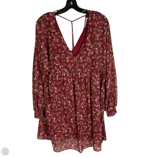 Dress Casual Short By Peach Love Cream California In Floral Print, Size: L