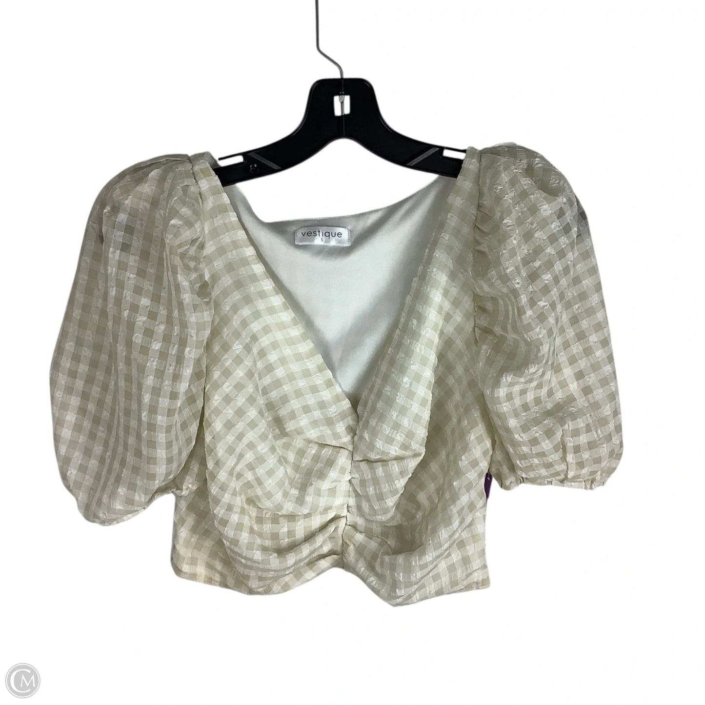 Top Short Sleeve By Vestique In Plaid Pattern, Size: S