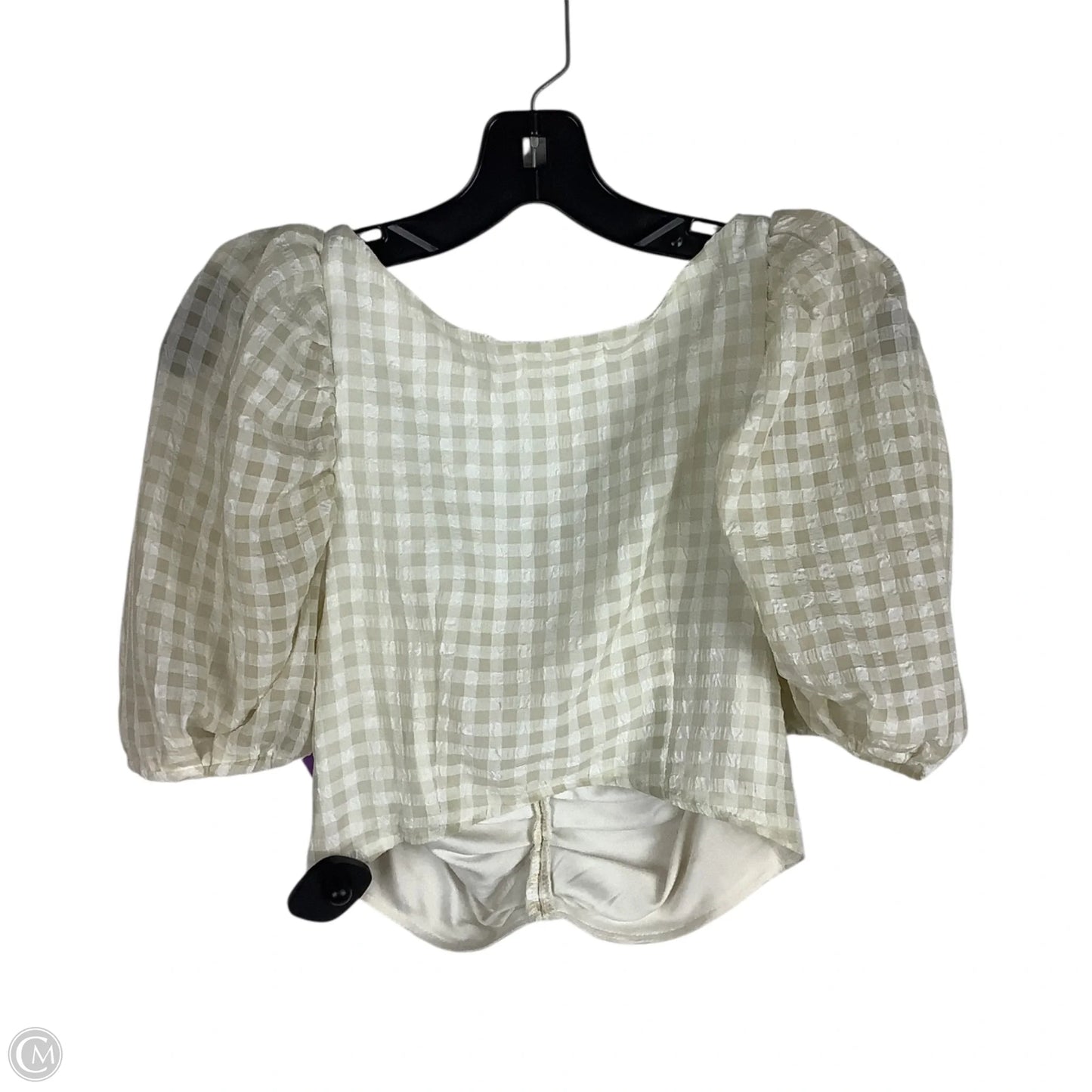 Top Short Sleeve By Vestique In Plaid Pattern, Size: S