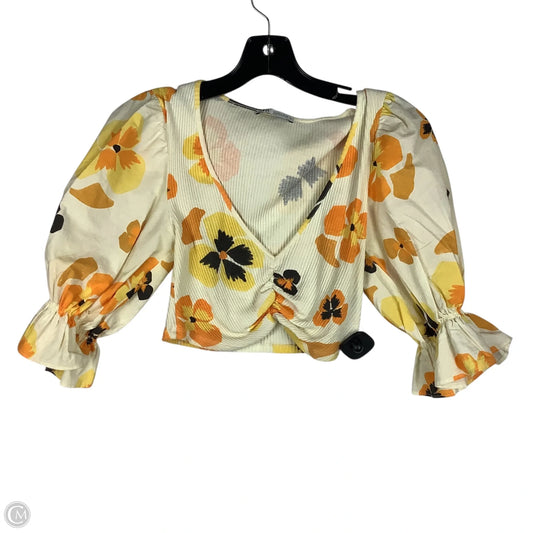 Top Long Sleeve By Zara In Yellow, Size: S