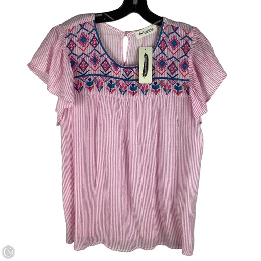 Top Short Sleeve By Impressions In Pink, Size: 1x