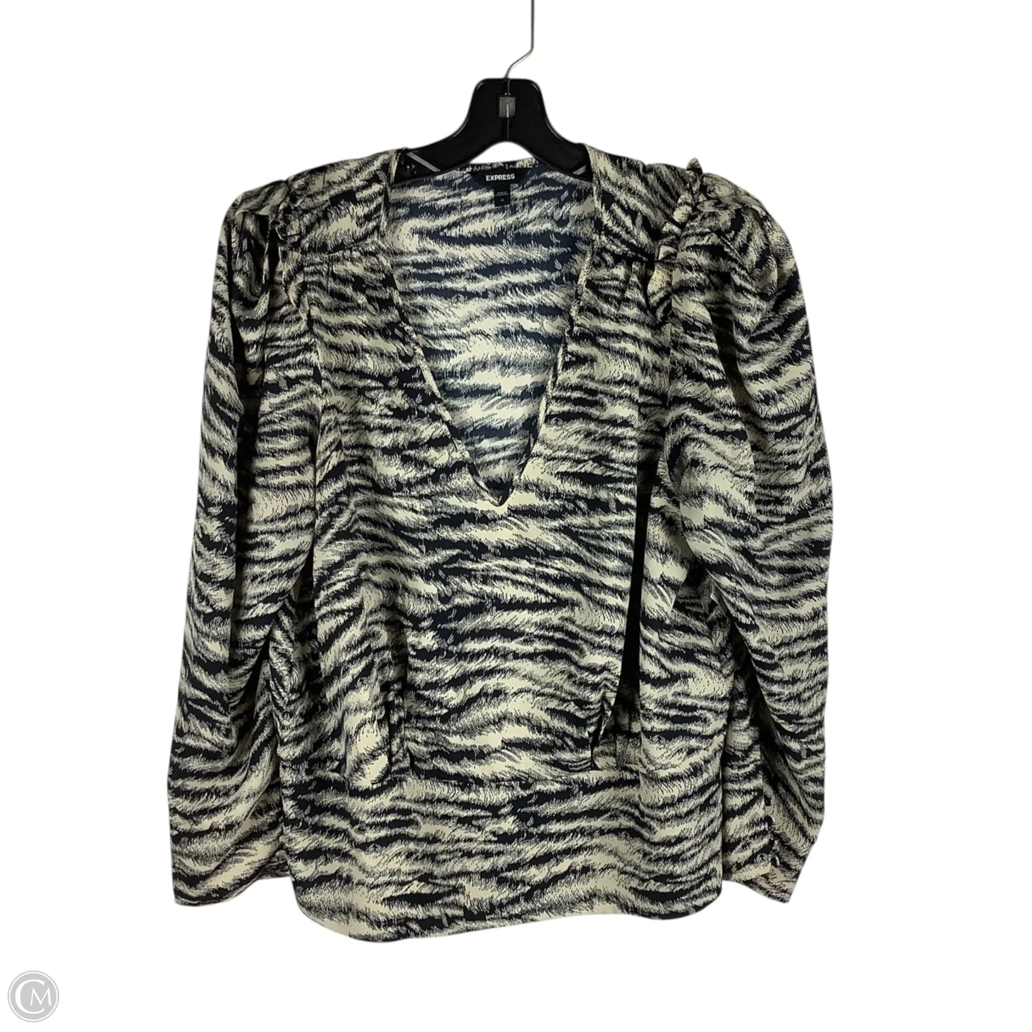 Top Long Sleeve By Express In Zebra Print, Size: Xl
