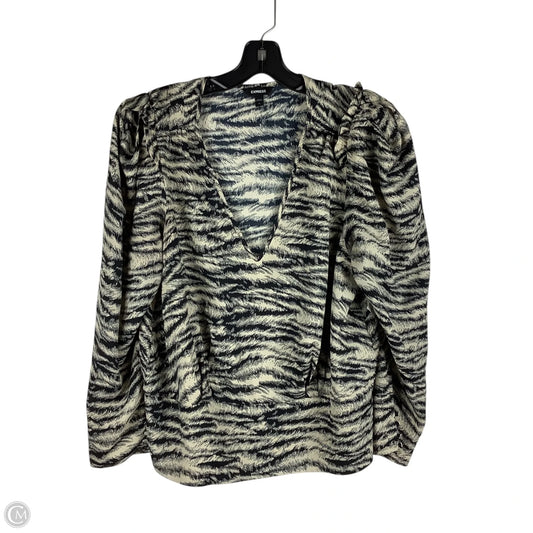 Top Long Sleeve By Express In Zebra Print, Size: Xl