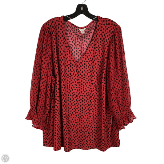 Top Long Sleeve By Cato In Red, Size: 3x (22/24)