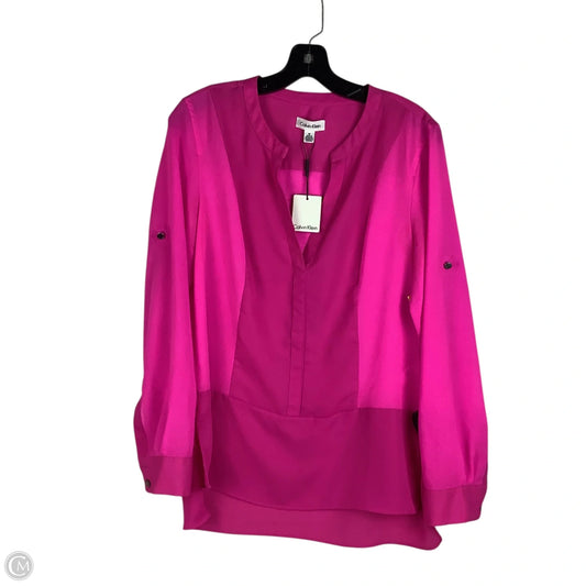 Top Long Sleeve By Calvin Klein In Pink, Size: M