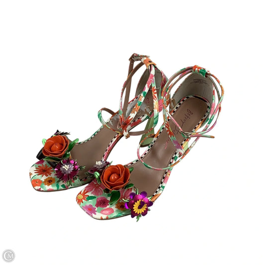 Sandals Heels Stiletto By Betsey Johnson In Floral Print, Size: 9