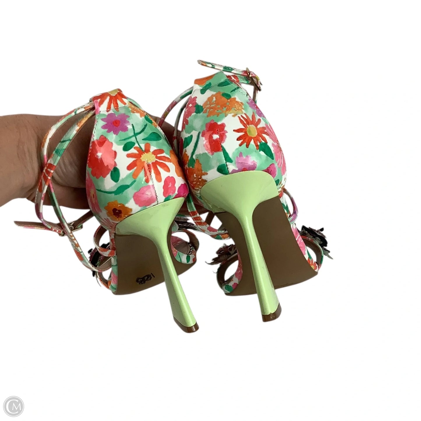Sandals Heels Stiletto By Betsey Johnson In Floral Print, Size: 9