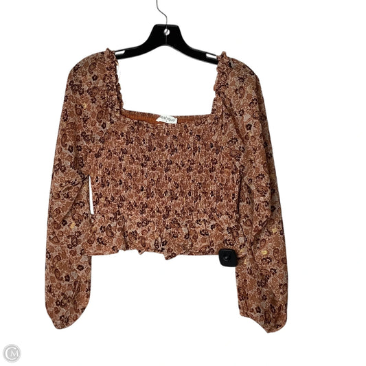 Top Long Sleeve By Vestique In Brown, Size: S