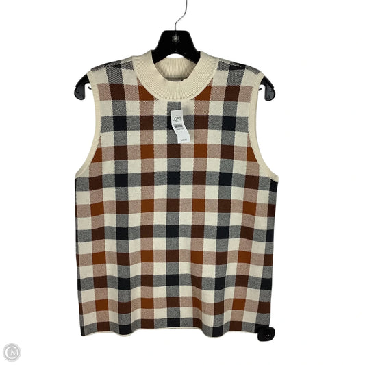 Top Sleeveless By Loft In Plaid Pattern, Size: L
