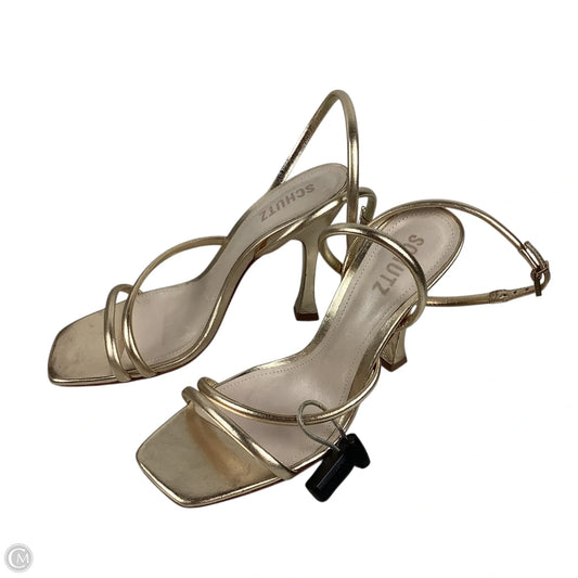 Sandals Heels Stiletto By Schutz In Gold, Size: 9