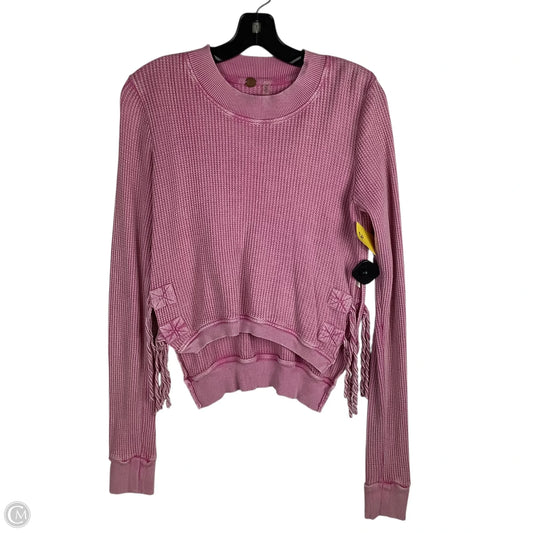 Top Long Sleeve By Free People In Pink, Size: S