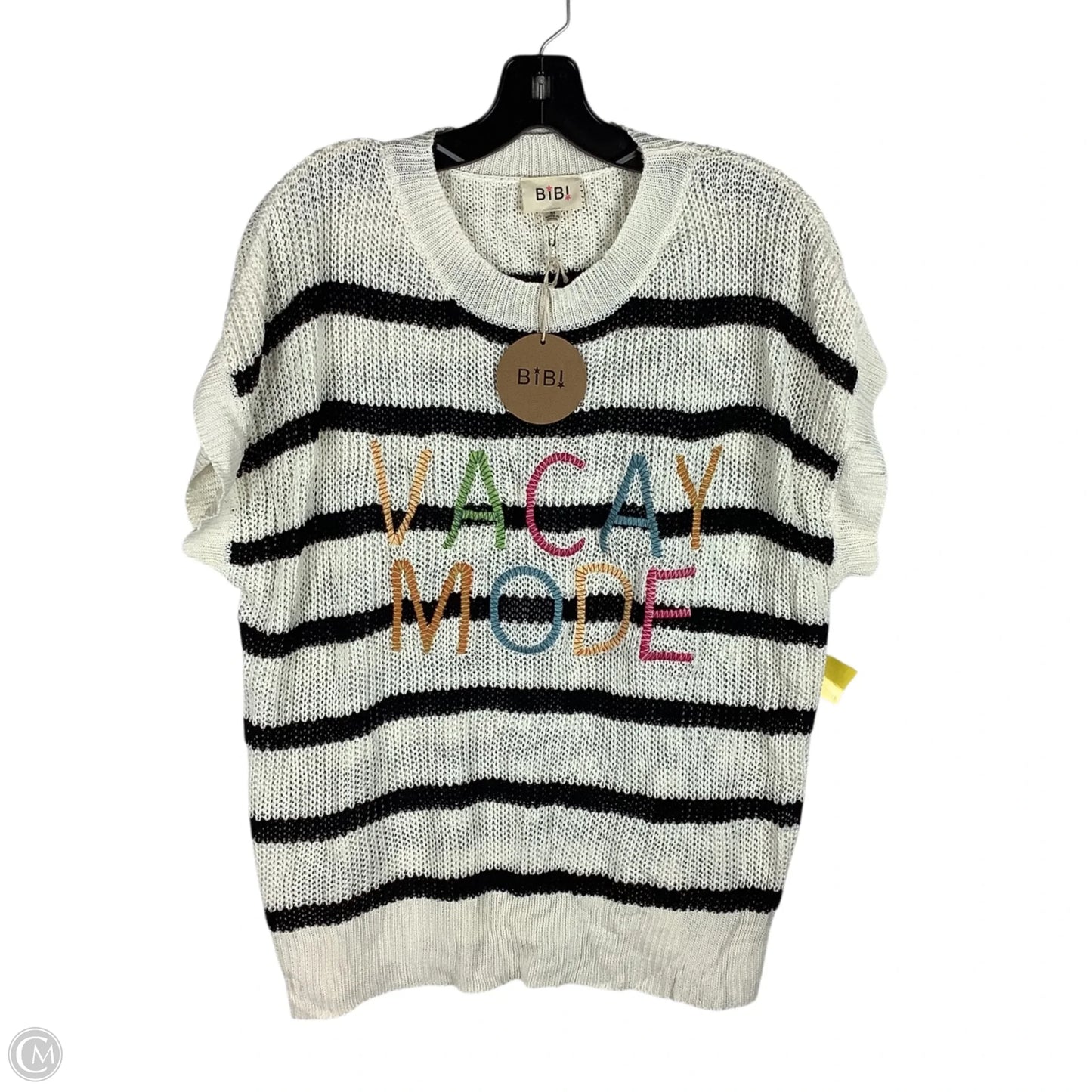 Sweater Short Sleeve By Bibi In Striped Pattern, Size: M