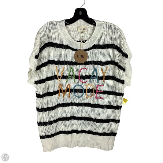Sweater Short Sleeve By Bibi In Striped Pattern, Size: M