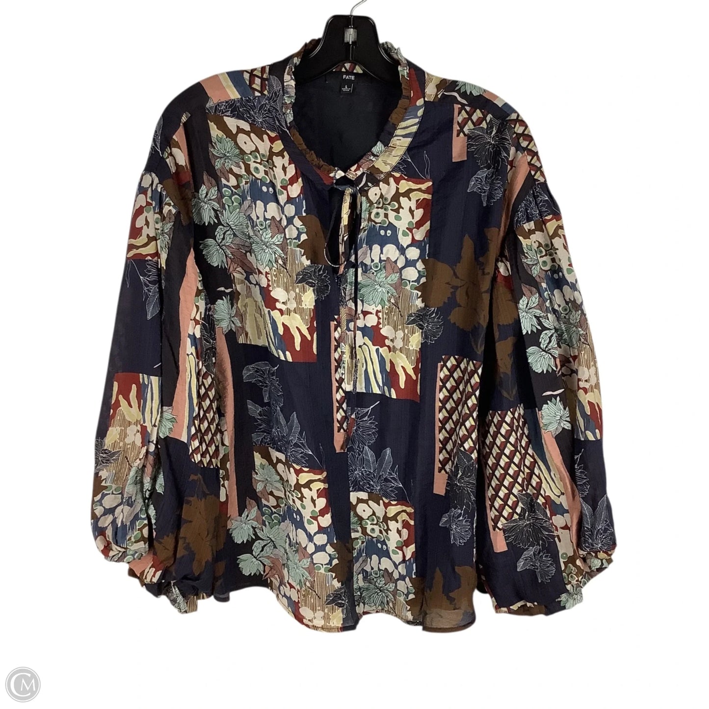 Top Long Sleeve By Fate In Navy, Size: L