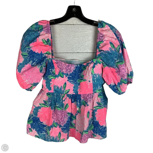 Top Short Sleeve Designer By Lilly Pulitzer In Floral Print, Size: 8