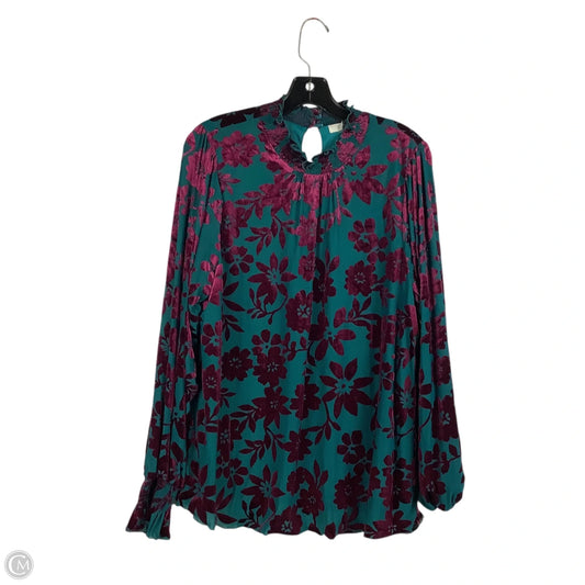 Top Long Sleeve By Easel In Green & Purple, Size: M