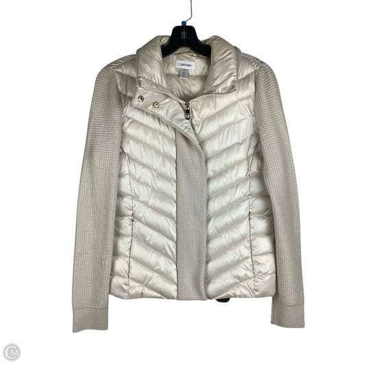 Jacket Puffer & Quilted By Calvin Klein In Cream, Size: S
