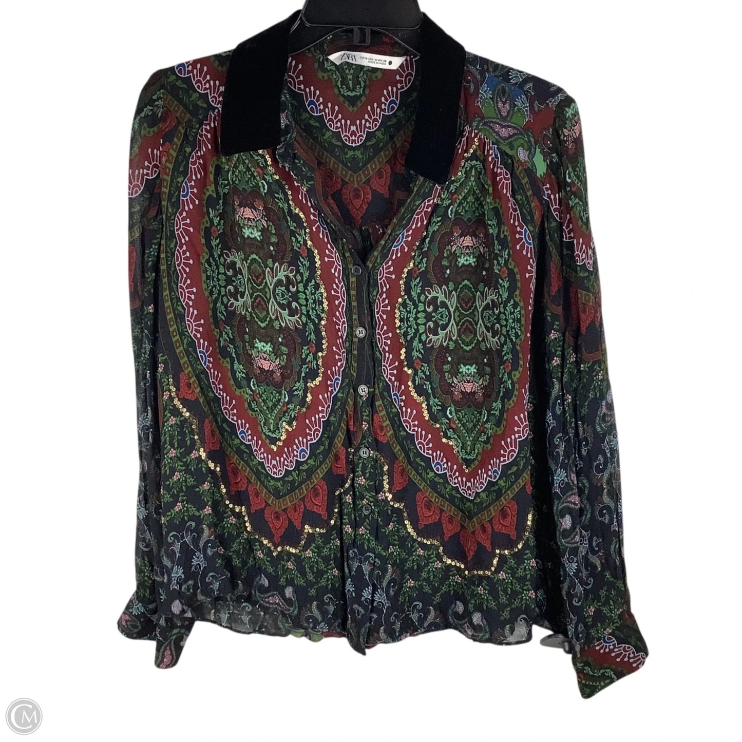 Top Long Sleeve By Zara In Red, Size: M