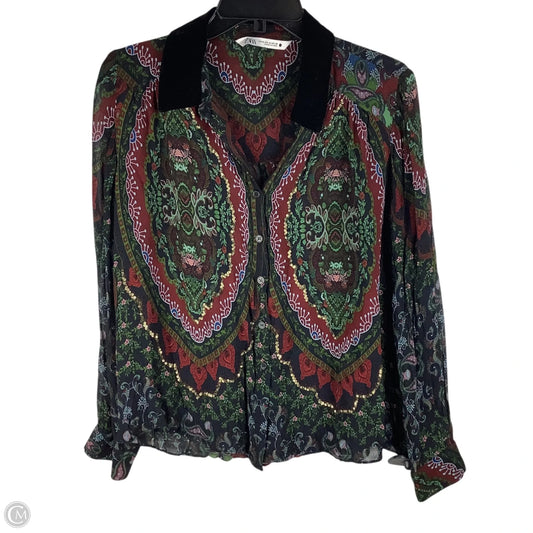 Top Long Sleeve By Zara In Red, Size: M