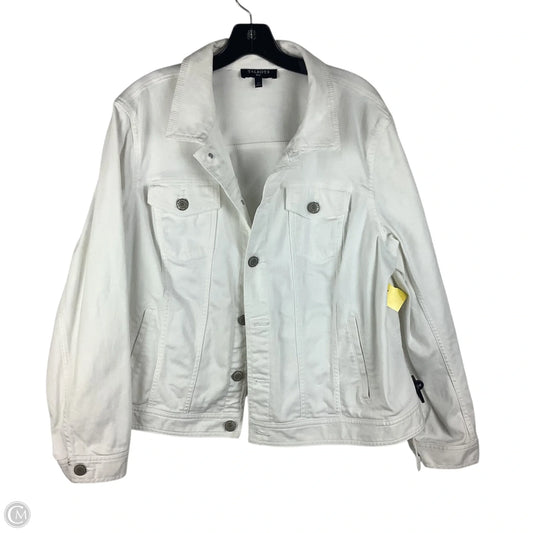 Jacket Denim By Talbots In White Denim, Size: 2x