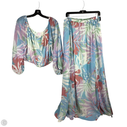 Skirt Set 2pc By Pink Lily In Blue, Size: Xl