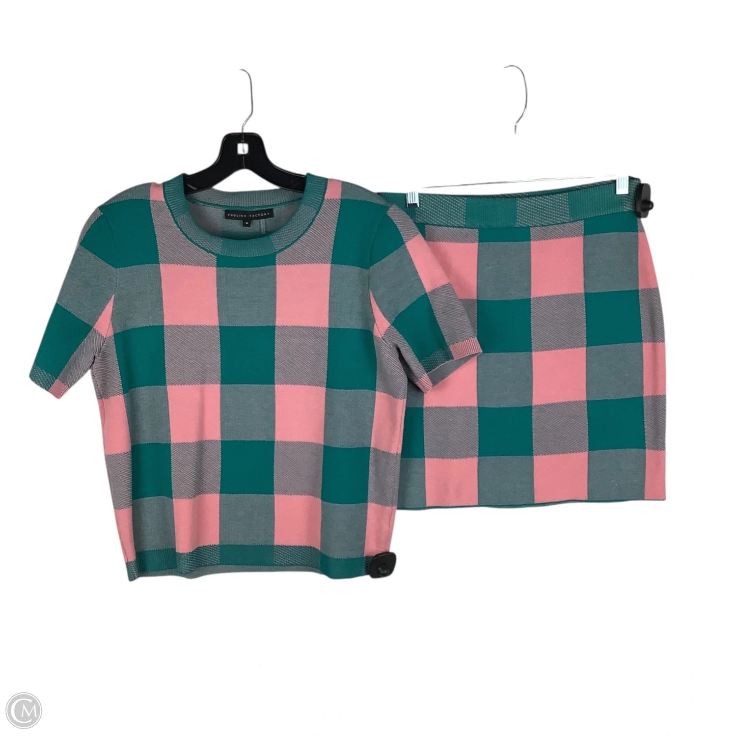 Skirt Set 2pc By English Factory In Checkered Pattern, Size: M