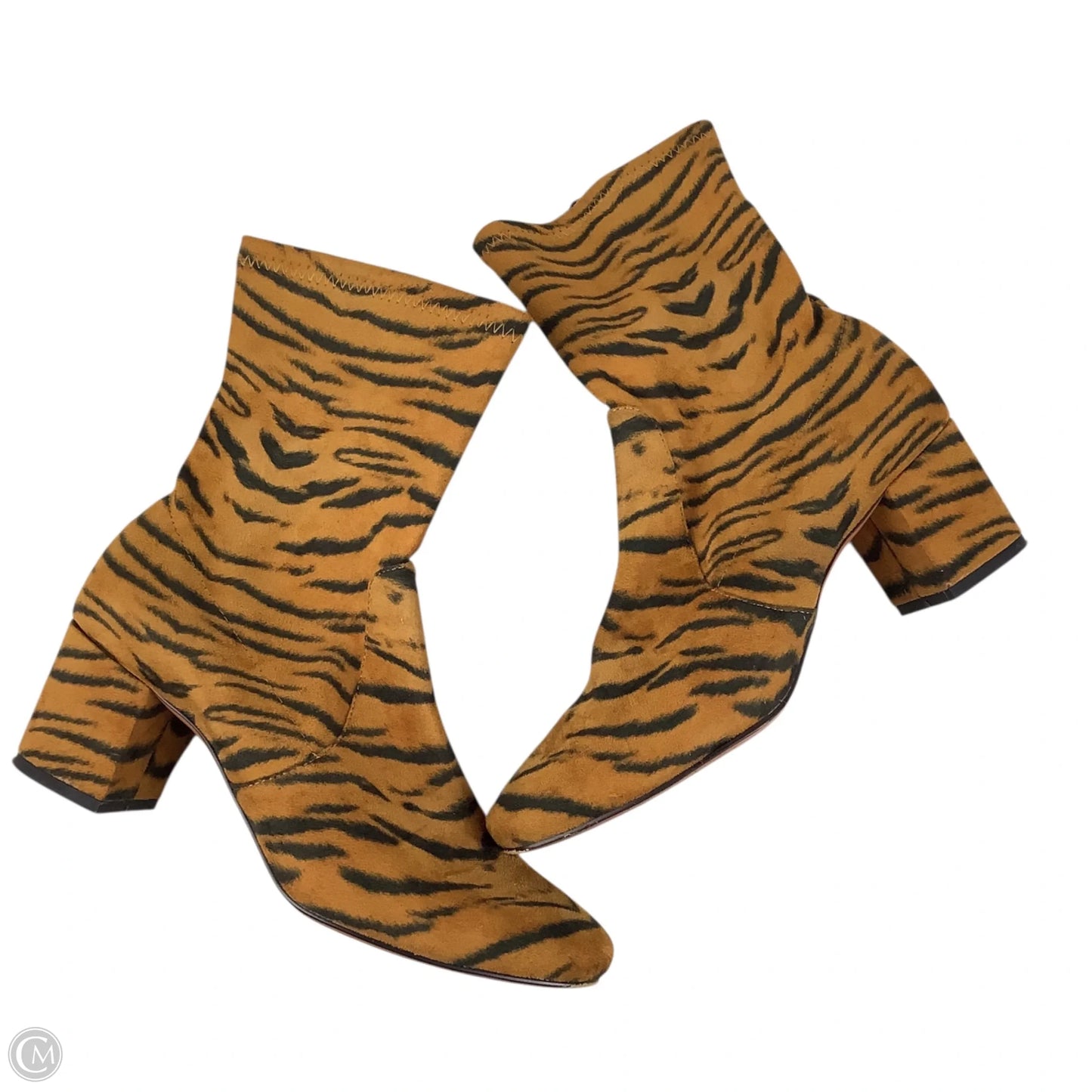 Boots Ankle Heels By Clothes Mentor In Animal Print, Size: 9.5 (40)