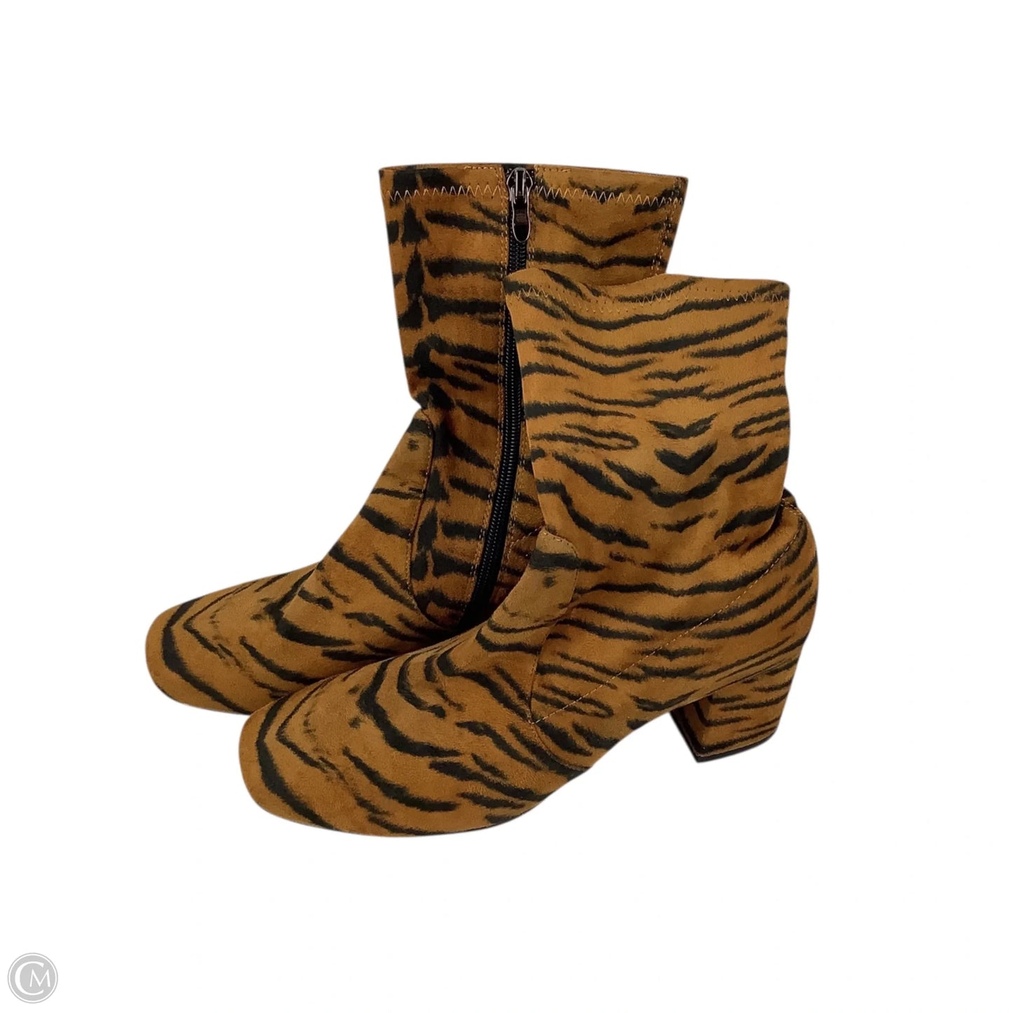 Boots Ankle Heels By Clothes Mentor In Animal Print, Size: 9.5 (40)