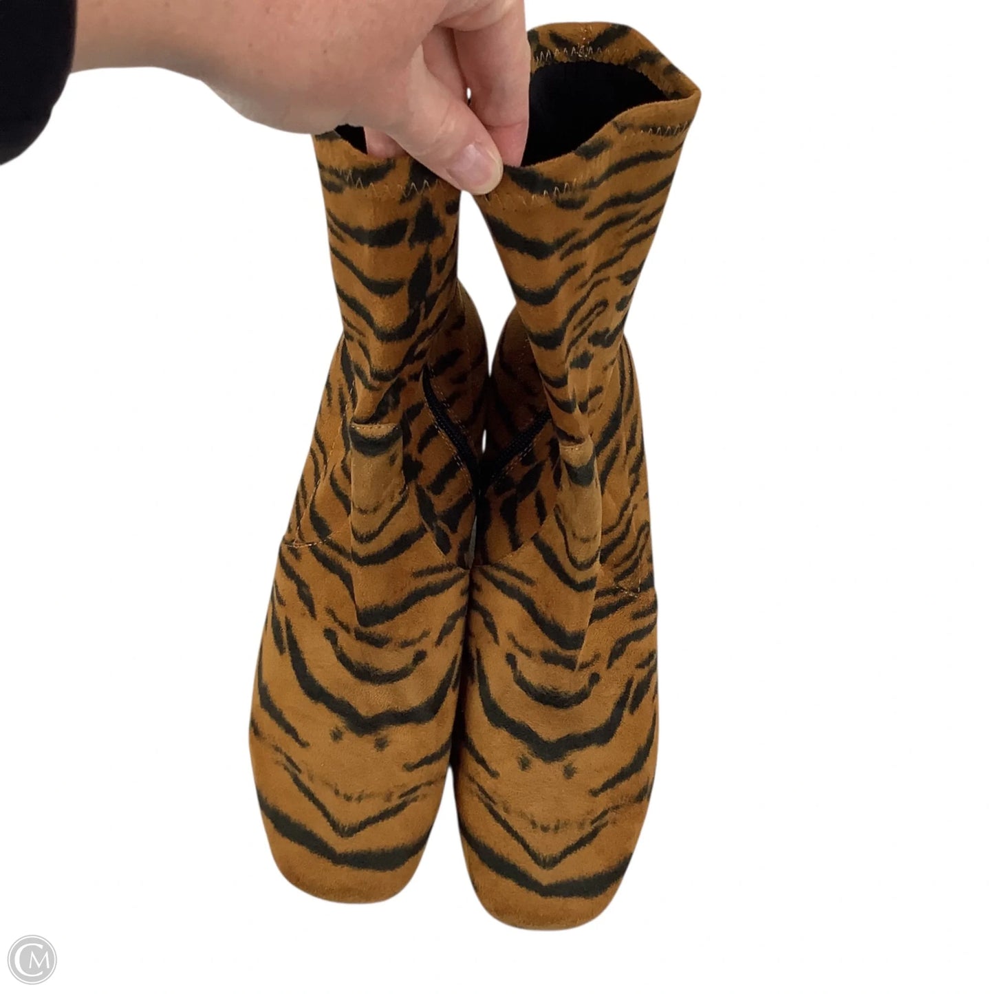 Boots Ankle Heels By Clothes Mentor In Animal Print, Size: 9.5 (40)