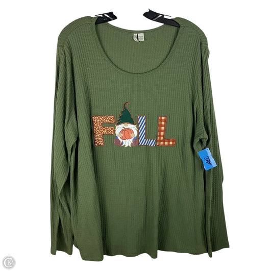 Top Long Sleeve By Cato In Green, Size: 1x