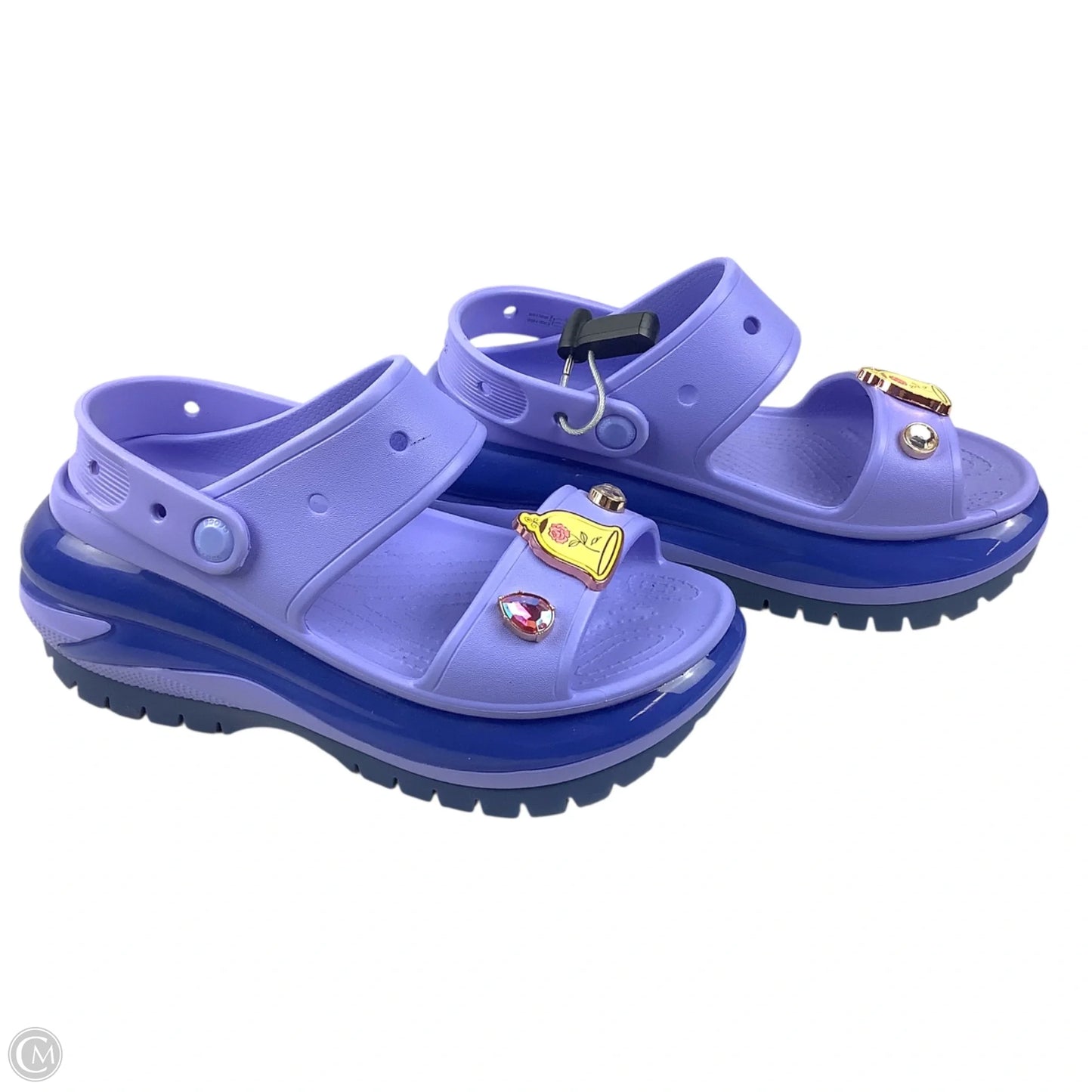 Sandals Heels Platform By Crocs In Purple, Size: 8