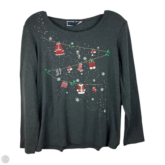 Top Long Sleeve By Karen Scott In Grey, Size: L