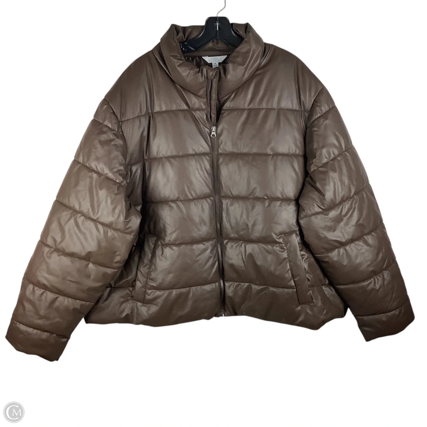 Jacket Puffer & Quilted By Time And Tru In Brown, Size: 2x