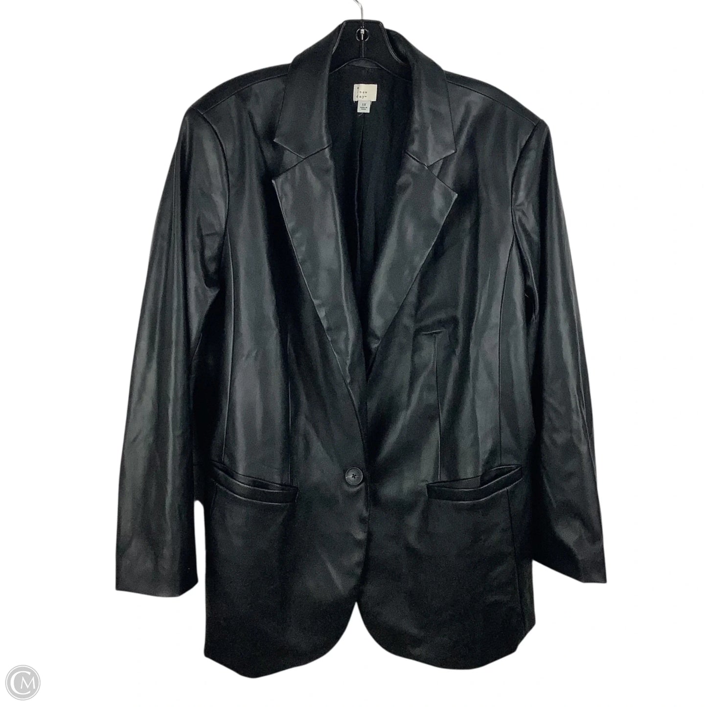 Jacket Faux Leather By A New Day In Black, Size: 2x