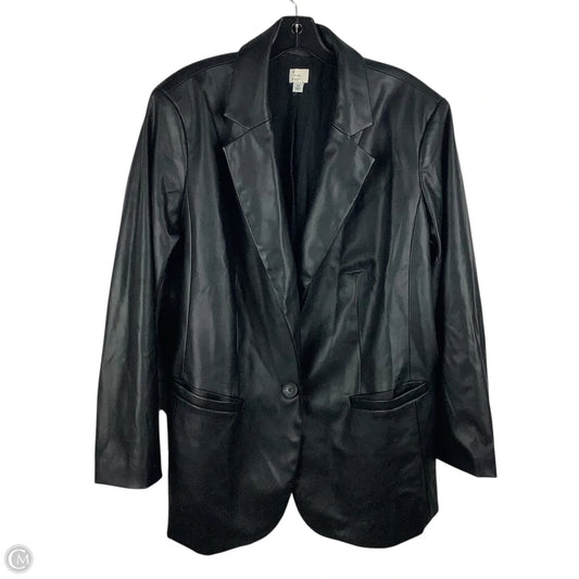 Jacket Faux Leather By A New Day In Black, Size: 2x