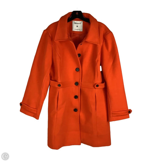 Coat Peacoat By Allegra K In Orange, Size: L