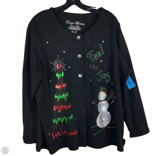 Sweater Cardigan By Onque In Black, Size: 1x