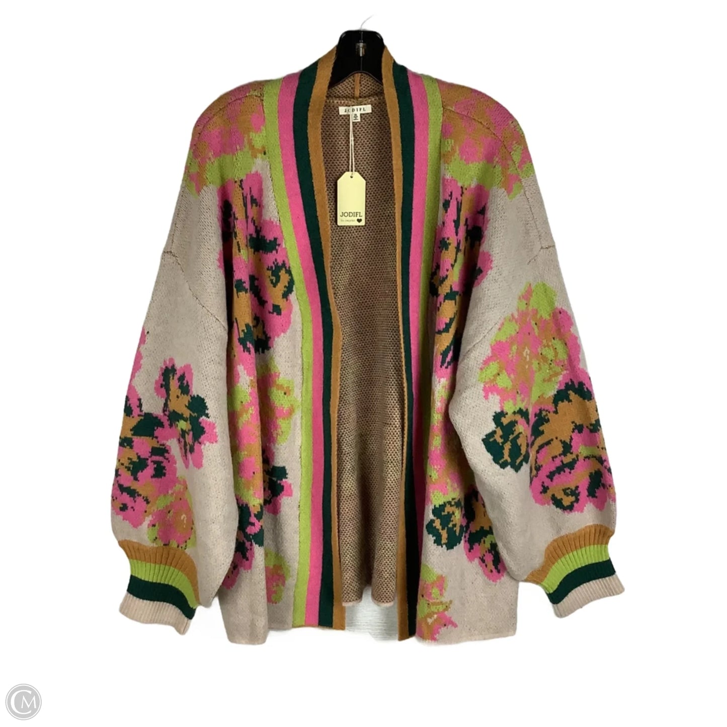 Sweater Cardigan By Jodifl In Floral Print, Size: 2x