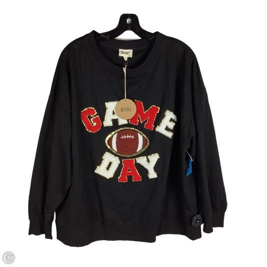 Sweatshirt Crewneck By Bibi In Black & Red, Size: L