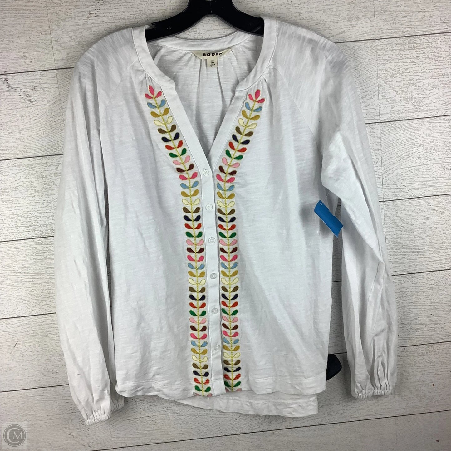 Top Long Sleeve By Boden In White, Size: 4/S