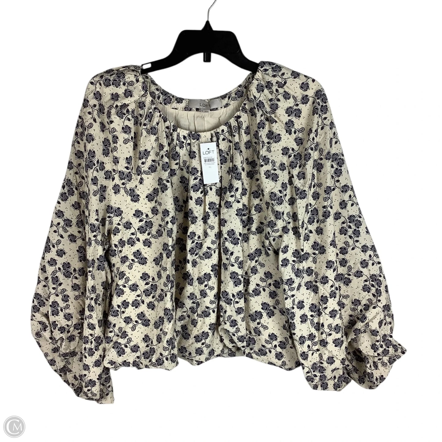 Top Long Sleeve By Loft In Blue & Cream, Size: Xl