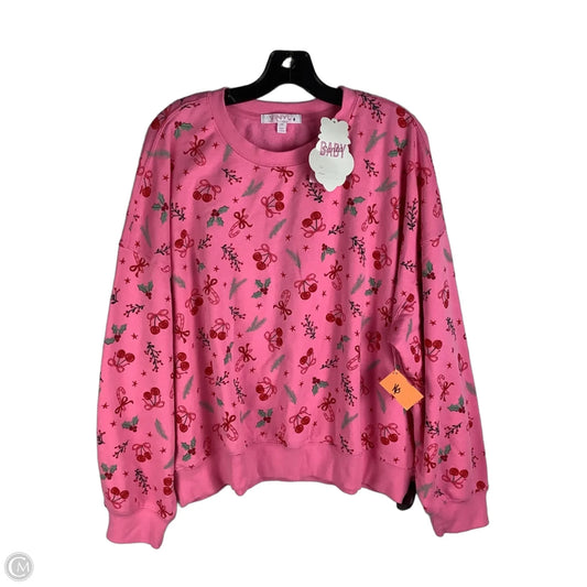 Sweatshirt Crewneck By Clothes Mentor In Pink, Size: 1x